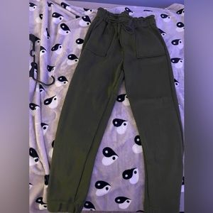 green fleece sweatpants